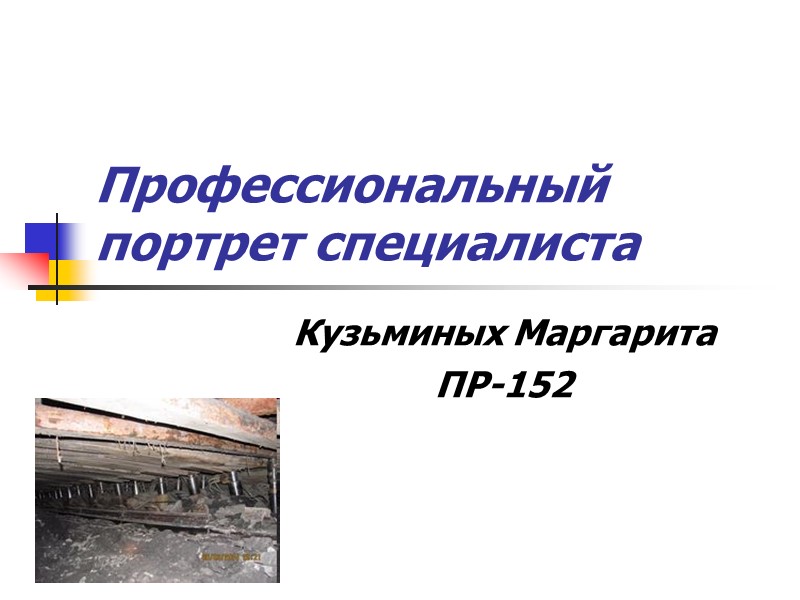 Профессиональный портрет специалиста Кузьминых Маргарита ПР-152